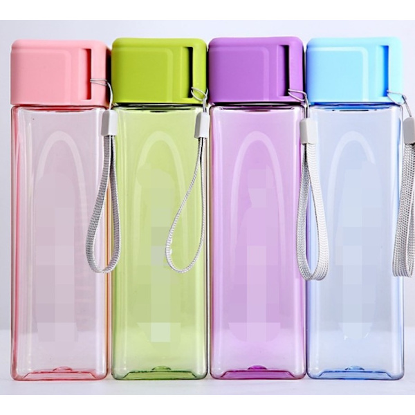 2st fyrkantig kopp plast mjölkte kopp sportkopp (transparent rosa),