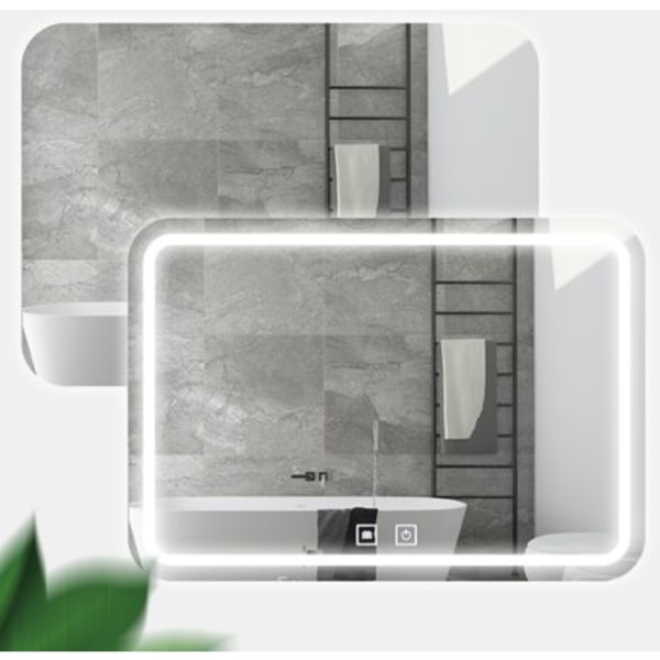 LED badrumsspegel, väggmonterad sminkspegel, stor modern spegel, vitt ljus (60 x 40 cm)