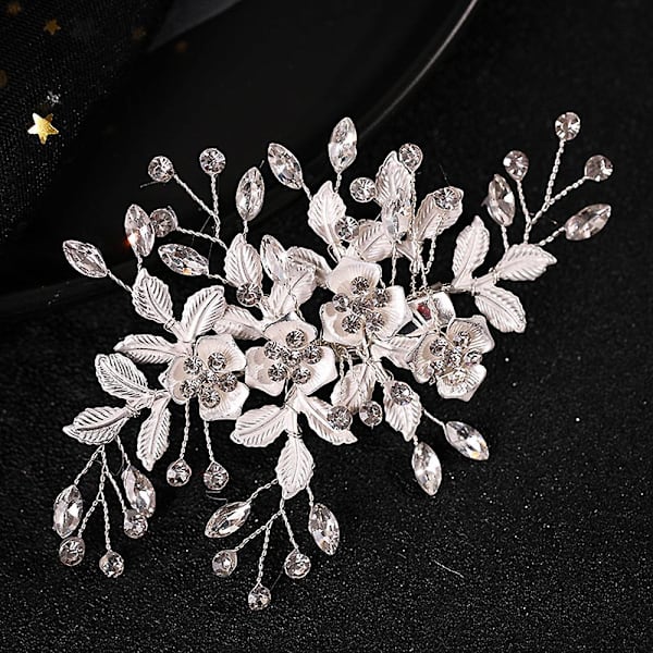 Blommor & bladformade hårinredning Sidoklämma Legering bröllopshåraccessoarer Silver