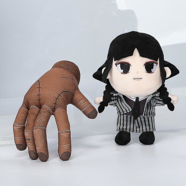 Onsdag Addams Doll Onsdag Adams Avsnitt Surrounding Plyschleksaker A hand