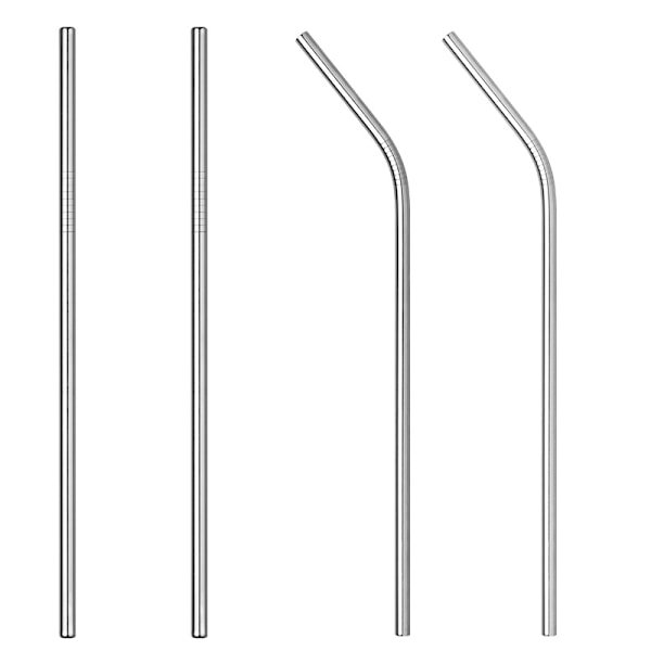 Metalliolki, ruostumaton teräs, uudelleen käytettävä olki, harjaton (2 suoraa | 2 kaarevaa | 1 harja)