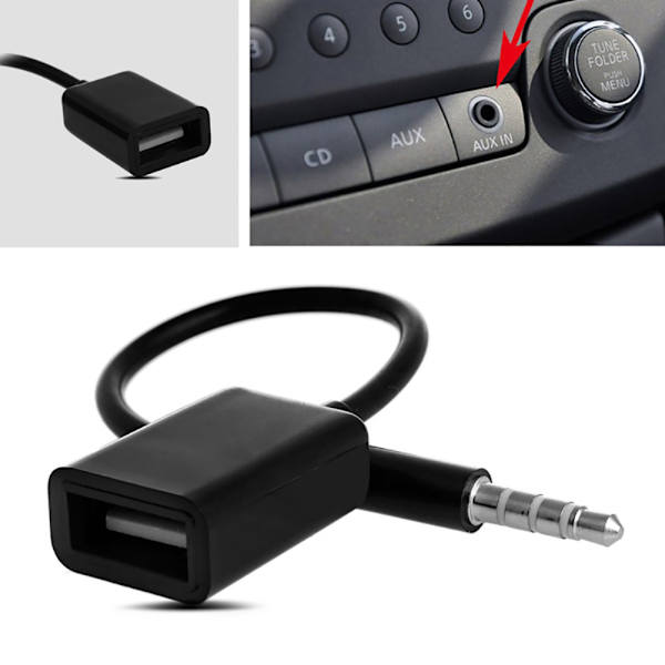 3,5 mm lydjack til USB 2.0 han til hun konverterkabel bil MP3