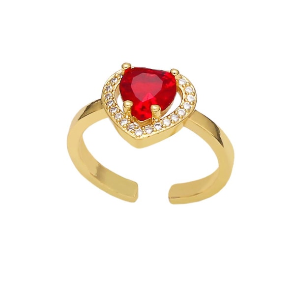 Ring Vintage Zircon Heart Stud Fashion smykker Ac9202 Red
