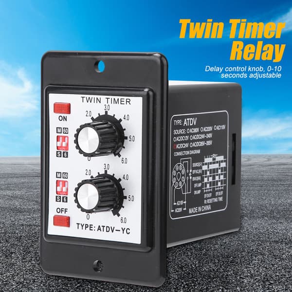 ATDV YC 6S 60M Dobbel Timer Relébryter DC 24V