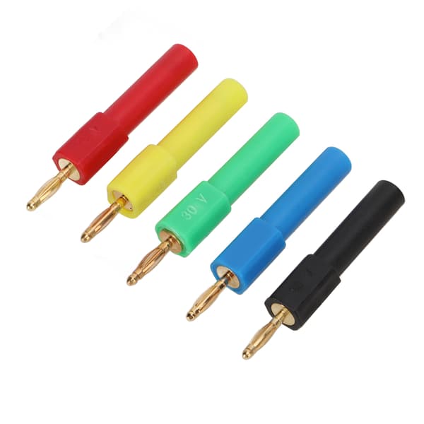 Billadapter: 5 stk 2 mm til 4 mm PA messingbananer