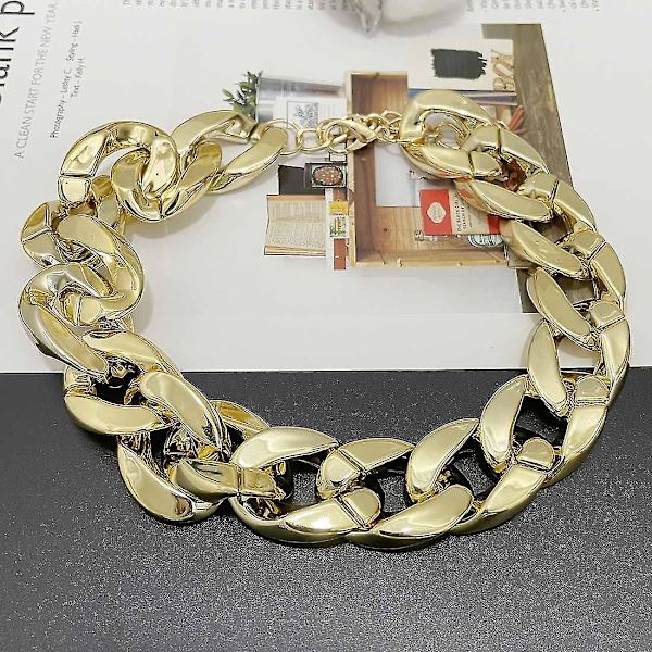 Punk Cuban Link Chain Choker Halsband Guld Lätt Chunky Oval Chain Link Halsband Statement Hip Hop smycken