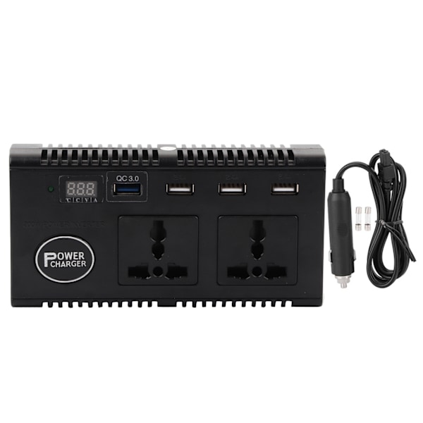 Bilstrømsomformer DC 12V 24V til AC 220V Oplader 200W med Stemmeudsendelse