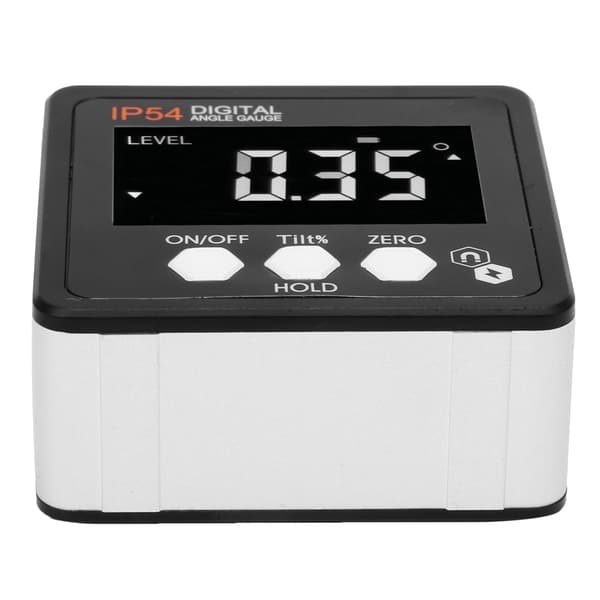 LCD Digital Vinkelmåler Inclinometer Hvid på Sort IP54