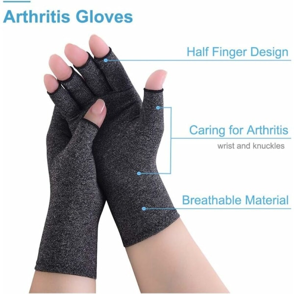 2 par kompressionshandskar för artrit handledsskydd - för smärtlindring för videospel och artros storlek M Grå