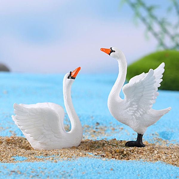 3 X 4 st Swan Trädgårdsfigurer Vit Klar textur Realistisk form Stora vingar Delikat Heminredning Landskapsarkitektur Kontorsprydnad Barn Svanleksaker
