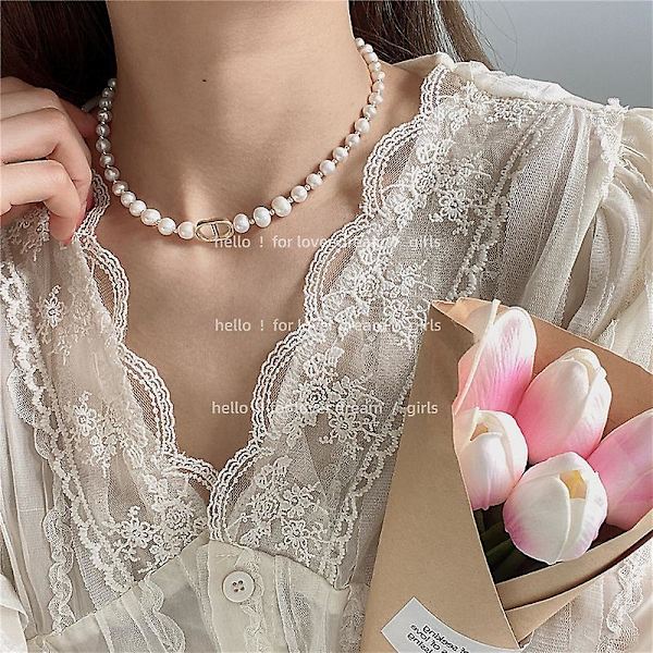 Halsband barockpärla Y2k modesmycken Ac1024