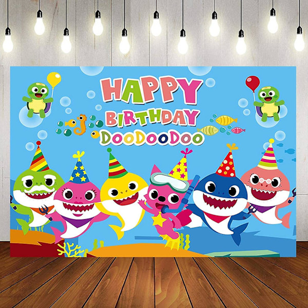 Shark Syntymäpäiväjuhlatarvikkeet ja -koristeet 5x3 Ft valokuvatausta pojalle tytölle baby shower lapsille makuuhuoneen seinäkoristeet
