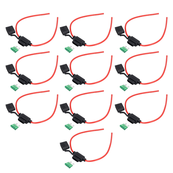 10-sæt vandtæt inline sikringsholder med smeltemodstand, nem ledningsføring og 12AWG, 30A sikring