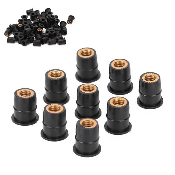 50 st. Gummimutter M6x0.8mm Modifiering för Motorcyklar ATVs Vindrutor Kaross