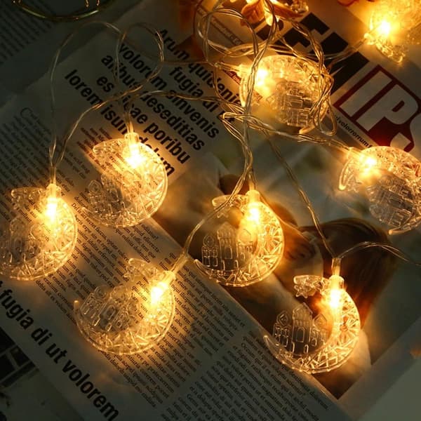 Eid LED Stjärnmåne Ljusslinga Ramadan Hemfest Lykta Dekoration