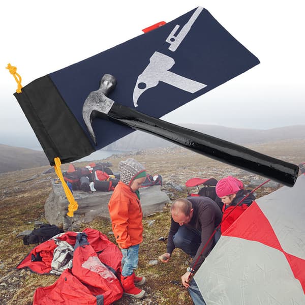 Camping Teltstang Hammer Pløk Søm Opbevaringstaske Blå Sort
