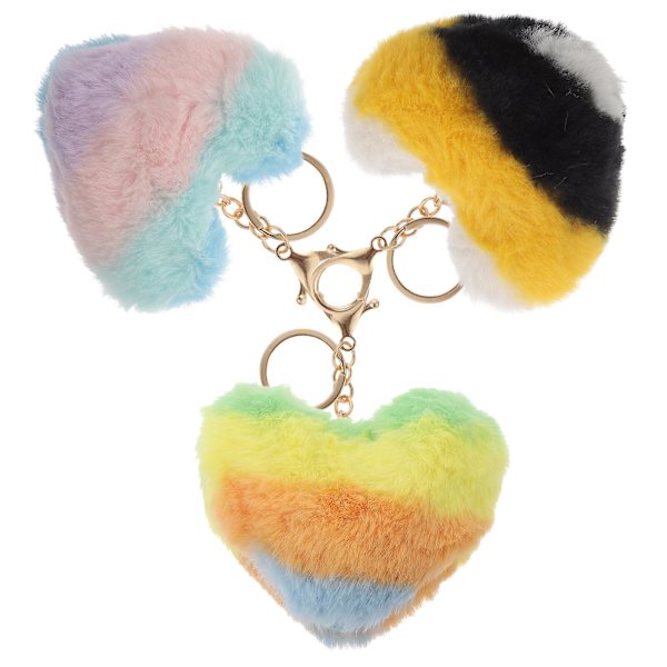 3st Lovely Peach Heart Keys Chain Pretty Plush Key Rings Praktiska nyckelringar