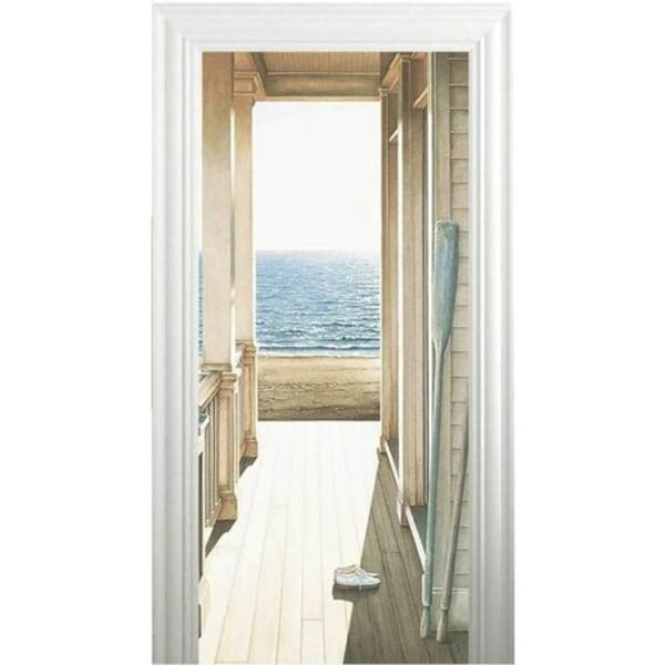 Styck 3D Dörrdekal Trompe l'Oeil Effekt Självhäftande Avtagbar dekal för Inredning Kök Sovrum Badrumsvägg (A)