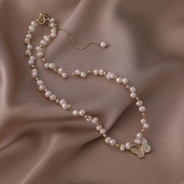 Halskæde Vintage uregelmæssig barok perle piger&#39; Modesmykker Ac3314 A694
