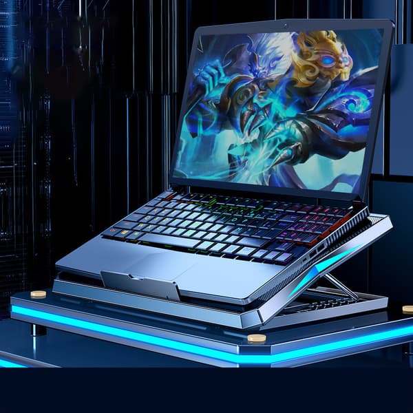 Bærbar Laptop Kølepude 6 Vifter Foldbar Justerbar Støjsvag Ergonomisk Sort