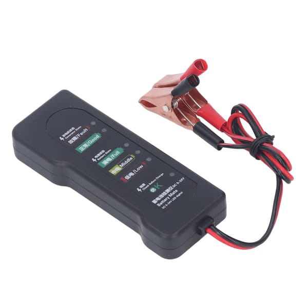 12V Bilbatteritestare med Testklämmor 6 LED-Display Fordonsbatteri Feldetektor
