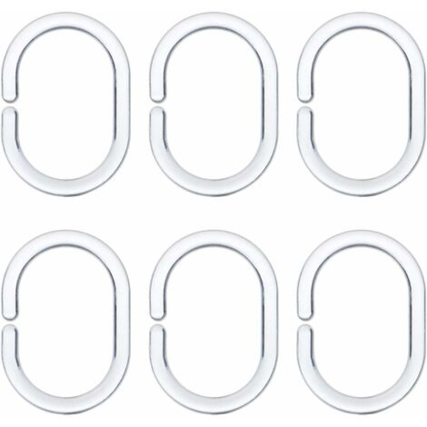 12 delar genomskinlig gardinring, plastduschring, C-formad duschdraperiring, gardinhängare, lämplig för badrum