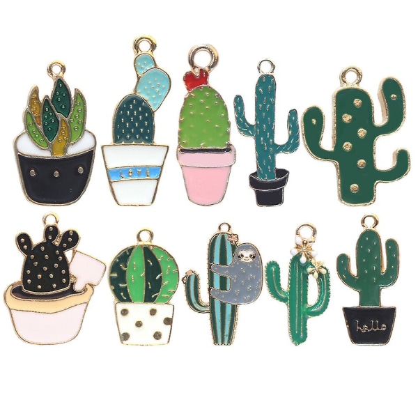 Alloy Plant Cactus Charms Nyckelring Hängen Bag Diy Hängen (blandad stil)