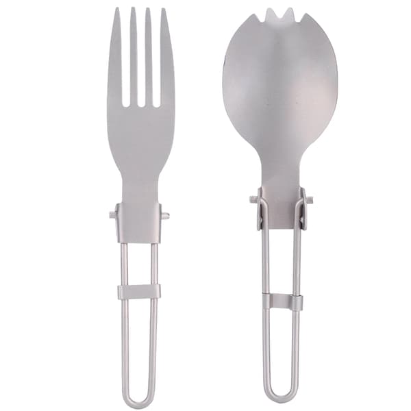 Bærbar foldbar titanium spork til udendørs camping og rejser