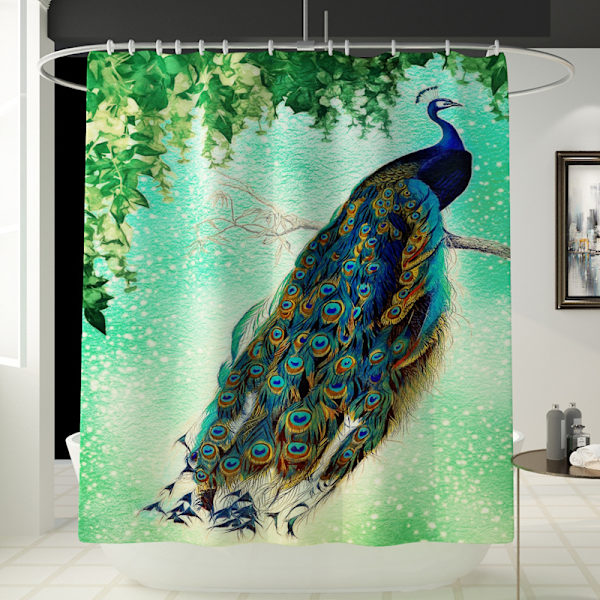 Peacock- printed wc-lattiamatot Set, neliosainen liukumaton matto,