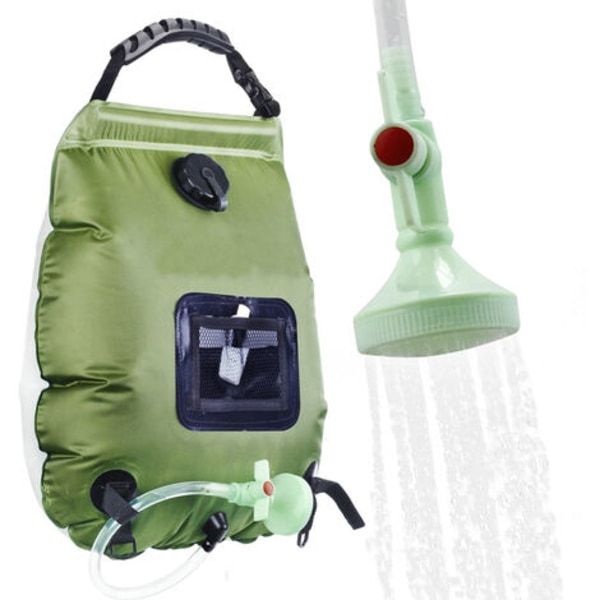 Solar samle brusetaske Bærbar camping brusetaske 20L sammenklappelig badevandstaske, grøn
