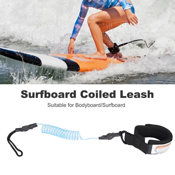 Stand Up Paddle Board Surfing Leash 5mm Coiled Spring Leg Rope Blue