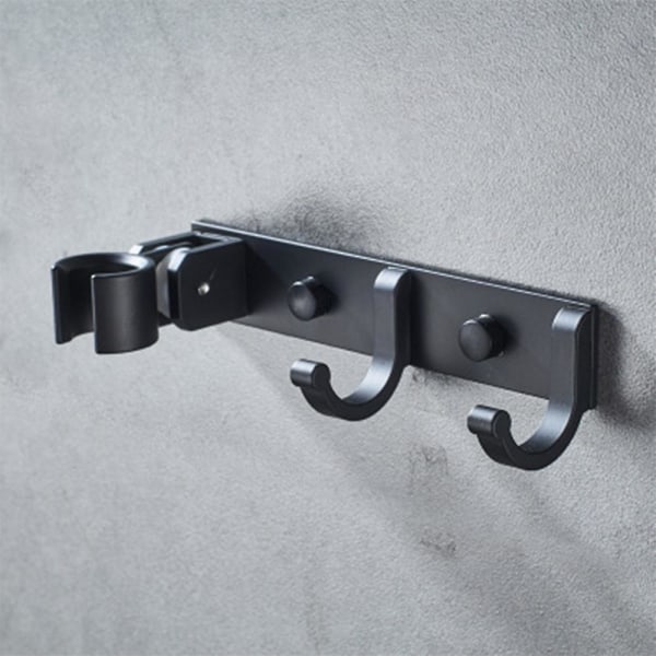 Universal bruser bruser brusehoved holder med krog, aluminium bruser holder Justerbar selvklæbende brusehoved Holder Brusehoved Holder Bruser Ho Black Style 1
