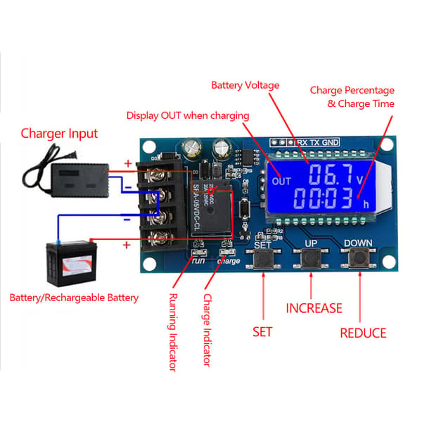 XY L10A Litiumbatteriladdare Kontroller Skyddskort Modul LCD-display 6V till 60V
