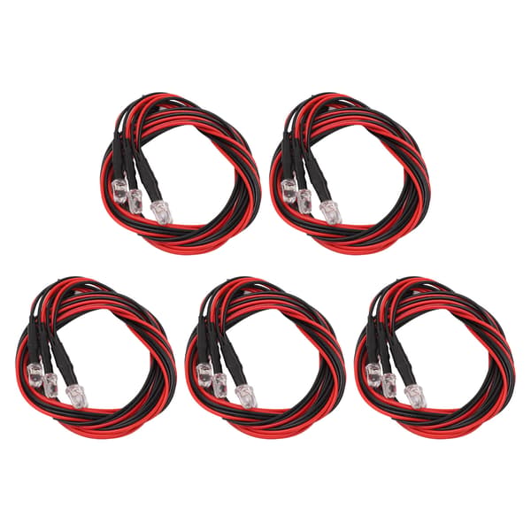 Høj lysstyrke 4 LED RC bil lys sæt - 5 mm hvide og røde lamper (5 sæt)