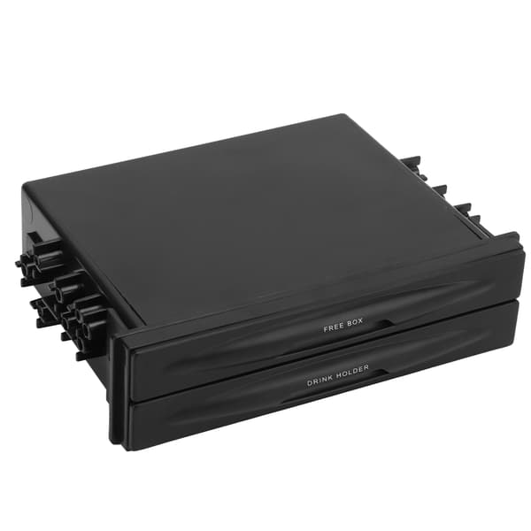 2 i 1 Bilradio Opbevaringsboks Multifunktionel ABS Universal 1DIN 2 Lag Sort Kopholder til Opsamling af Genstande