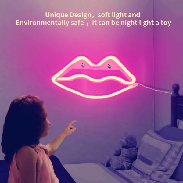 LED Neon Letter Lips (vaaleanpunainen),