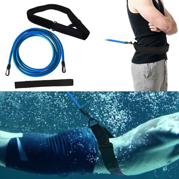 Rør 6*10* Længde 4m Blå Svømmemodstandsbånd Elastisk ledning Pull Pool Justerbart svømmebånd 4m Elastisk ledning Swimm