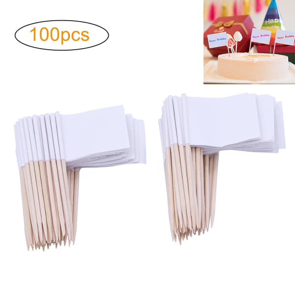 100 stk. flagg-cupcaketopper til festkaker, mat, ostefat og forretter