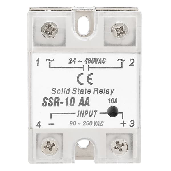 SSR 10A Solid State -relemoduuli AC-tulo 90–250 V AC-lähtö 24–480 V AC