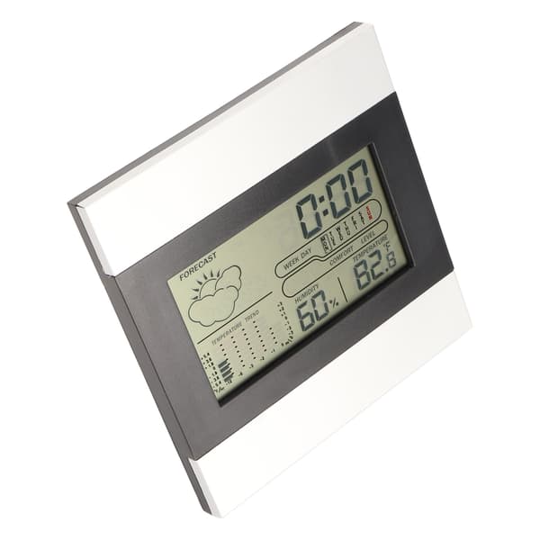 Digital Väderklocka Temperatur Luftfuktighet Display Aluminiumfodral Skrivbord Väggmontering Väckarklocka