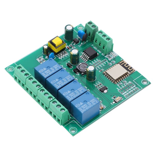 4-kanals WIFI Relémodul ESP8266 Utviklingskort Trådløs Kontroll DC7 12V 5V USB