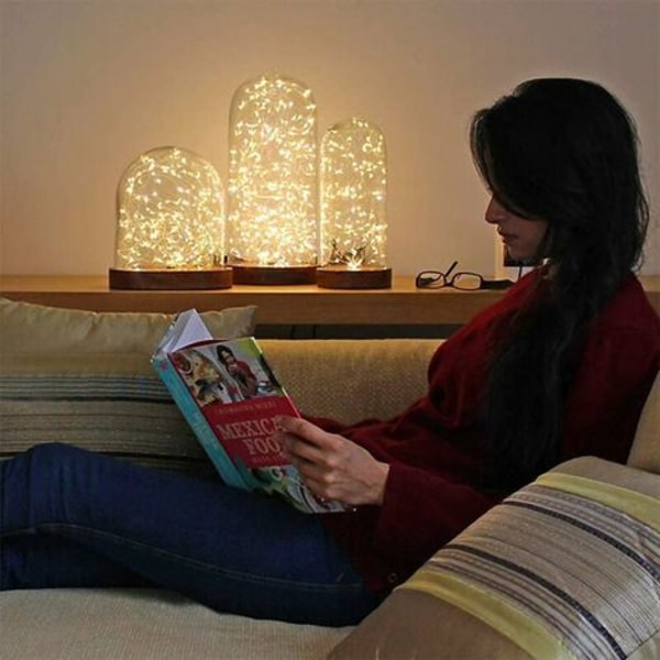 LED String Lights - 10 Pack 2M 20LEDs Kobbertråd, Batteridrevne String Lights til Lang Tynd Vase, Bord, Indendørs Udendørs