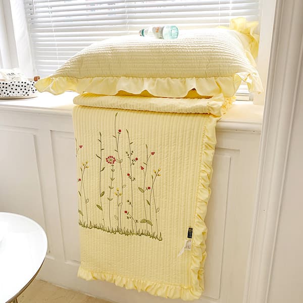 Tencel Broderad Bomull Sommarkyldyna Enfärgad Heminredning Elegant Gul 200x230