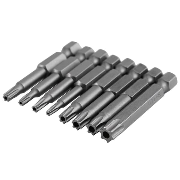 Magnetisk sikkerheds stjerne skruetrækker bits sæt 8 stykker 1 4 tommer hex skaft T8 til T40 50mm længde