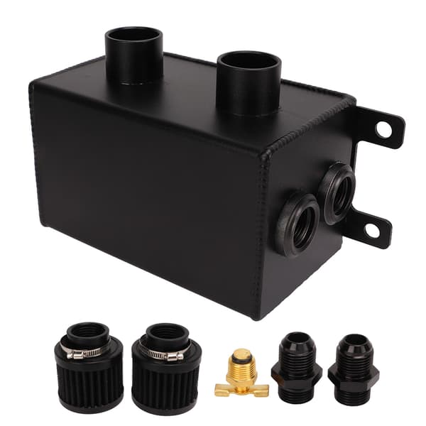 1200 ml oliefangstsæt motor dobbelt baffel dobbelt filter olietank reservoir AN8 slangeforbindelse sort