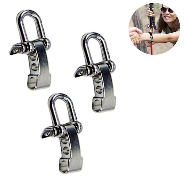 Piao 3 stycken U-format spänne utomhusparaplyrep Armband Tillbehör Justeringsspänne U-format stålspänne BK Suit