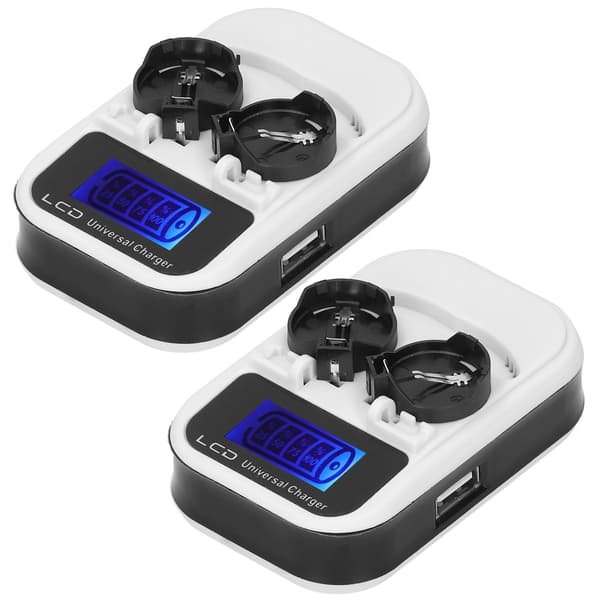 2 Knap LCD Batterioplader til LIR2016 LIR2025 LIR2032 ML2016 ML2025 ML2032 US Stik 100‑240V