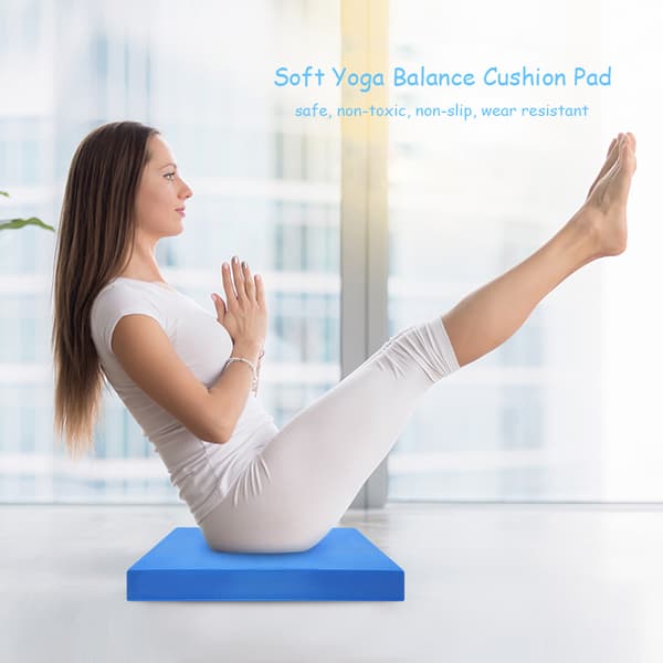 Blå Yoga Balanskudde Vadderad Midja Magträning Matta Utrustning