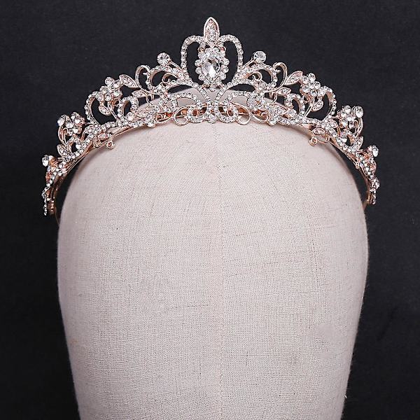 Kronsmycken Brudbröllopstillbehör Enkel Legering Diamant Brudklänning Smycken All-match Rose Gold And White Diamonds
