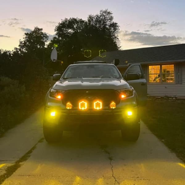 5-tommers LED Tre Sider Belysning Frontlykter, Slitasjebestandig Bilfrontlykt, Biltilbehør Yellow Light A Pair